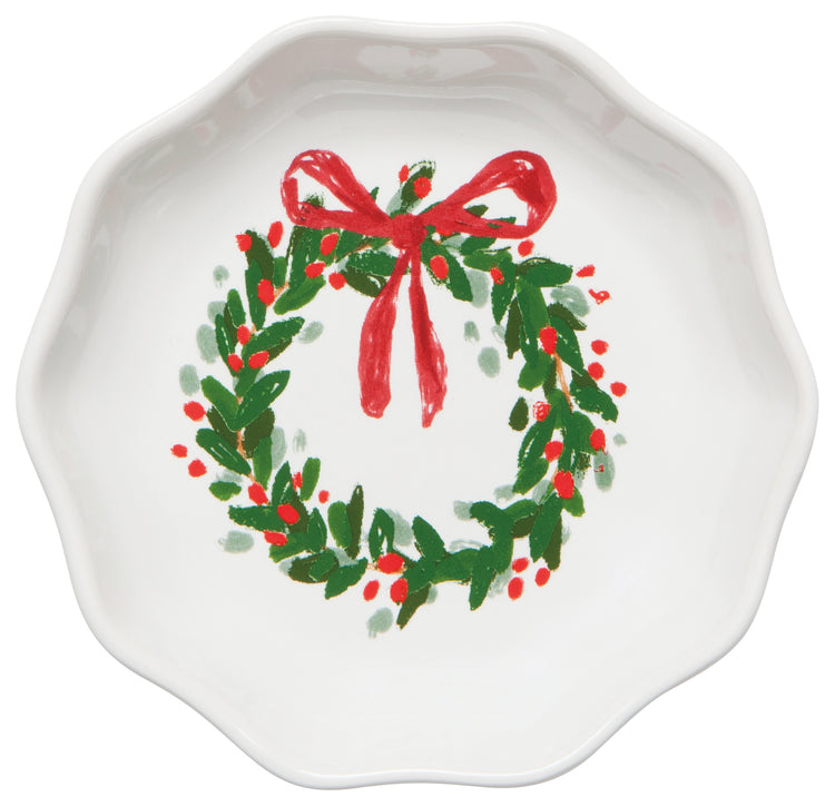 Set of 6 Wreaths Shaped Christmas Pinch Bowls