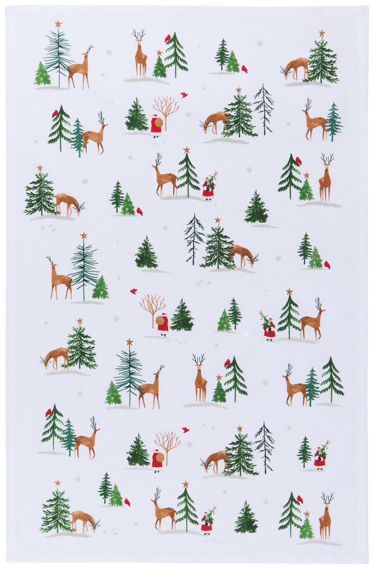 Santa's Reindeer Christmas Dishtowel