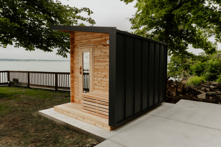 8' Red Cedar Modern Panoramic Sauna With 2' Porch