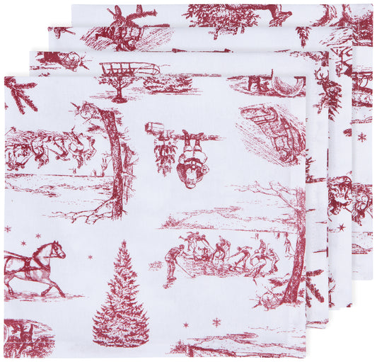 Set of 4 Winter Toile Printed Napkins