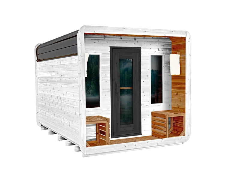 8' Red Cedar Cube Sauna With 2' Porch
