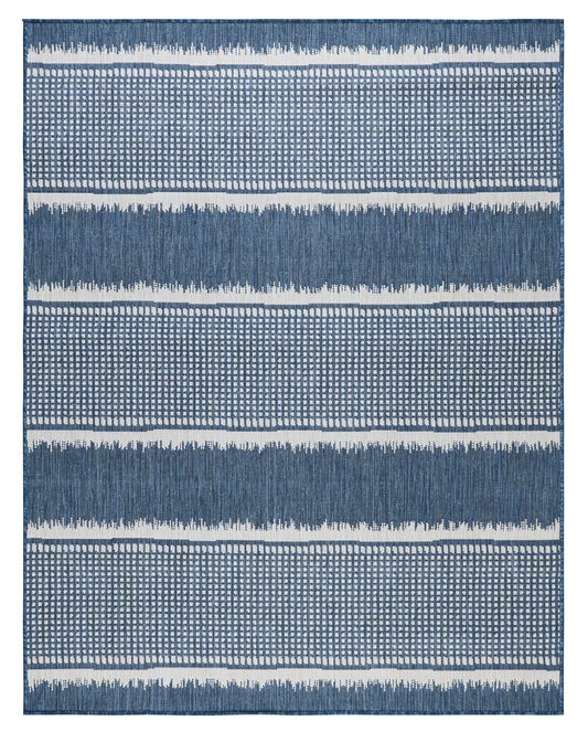 5' X 7' Oksana Indoor/Outdoor Rug, Blue Weiss