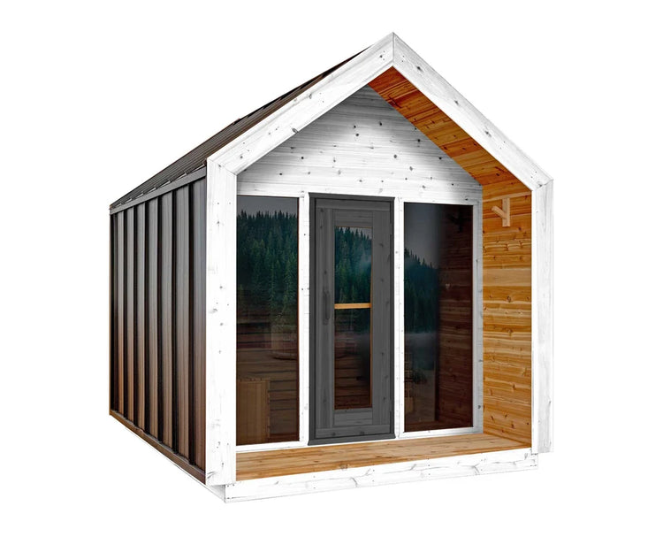 8' Red Cedar Modern Cabin Sauna With 2' Porch