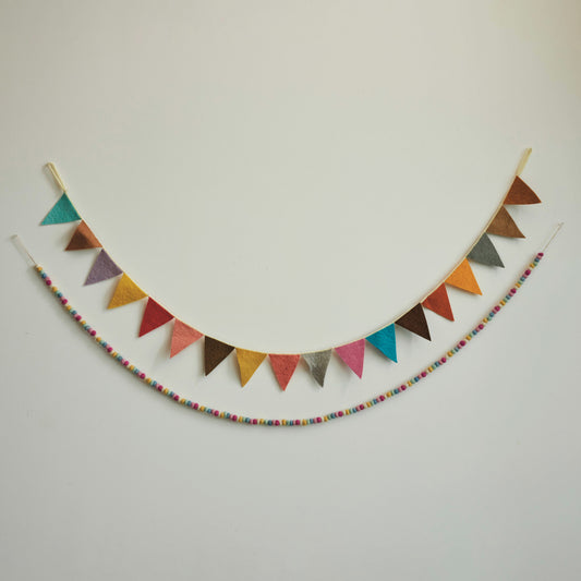 Handmade Wool Felt Ball Garland, Multi Colour