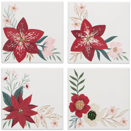 Set of 4 Amaryllis Christmas Soak Up Coasters