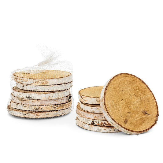 Set of 6 Natural Birch Coasters