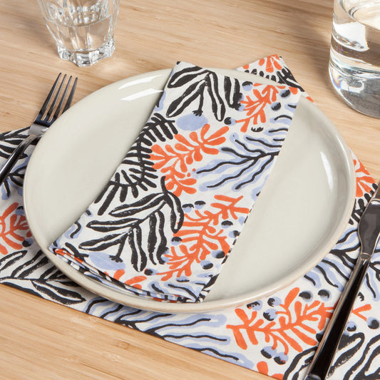 Set of 4 Entwine Block Print Napkins