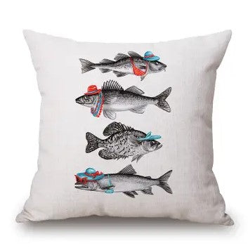 18"x18" Fish Summer Decorative Pillow, Indoor/Outdoor