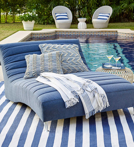 Hobnail Stripe Blue 22'' X 22'' Pillow
