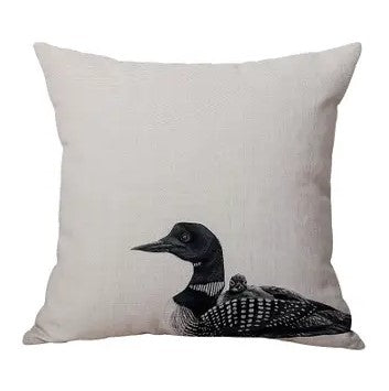 18"x18" Loon Artwork 2 Decorative Pillow, Indoor/Outdoor