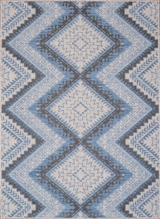 5 X 8 Carnival Grey Blue Indoor/Outdoor Rug