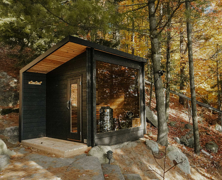 8' Red Cedar Modern Panoramic Sauna With 2' Porch