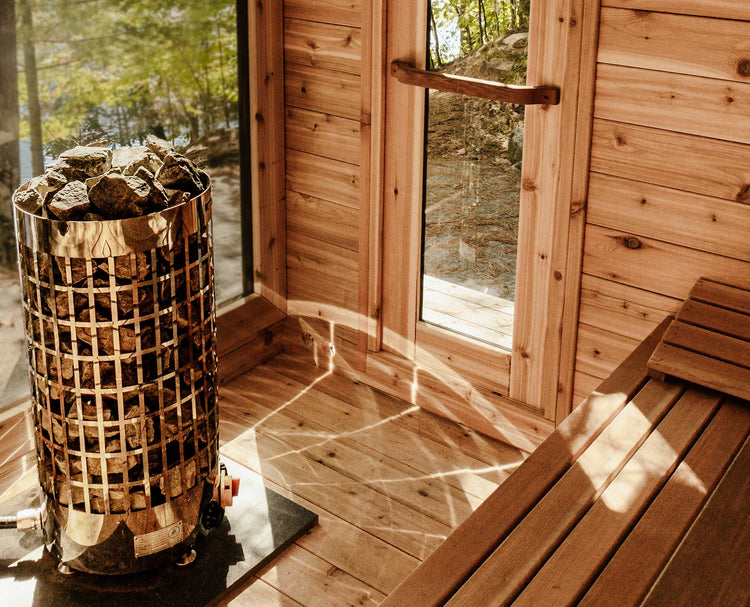 8' Red Cedar Modern Panoramic Sauna With 2' Porch