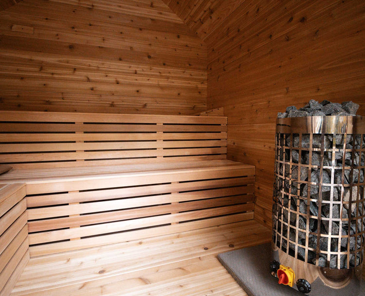 8' Red Cedar Modern Panoramic Sauna With 2' Porch
