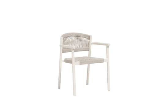 Naples Dining Arm Chair, Oat Milk/White