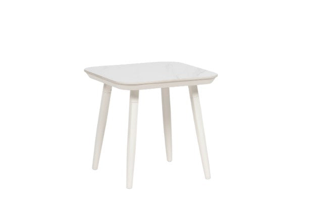 Noma Sintered Stone End Table, Glacier White/White
