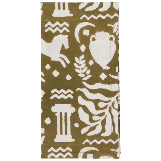 Set of 4 Olympus Block Print Napkins