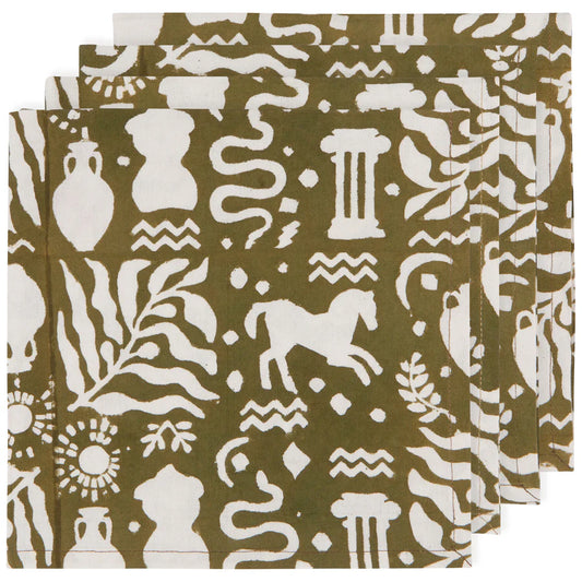 Set of 4 Olympus Block Print Napkins
