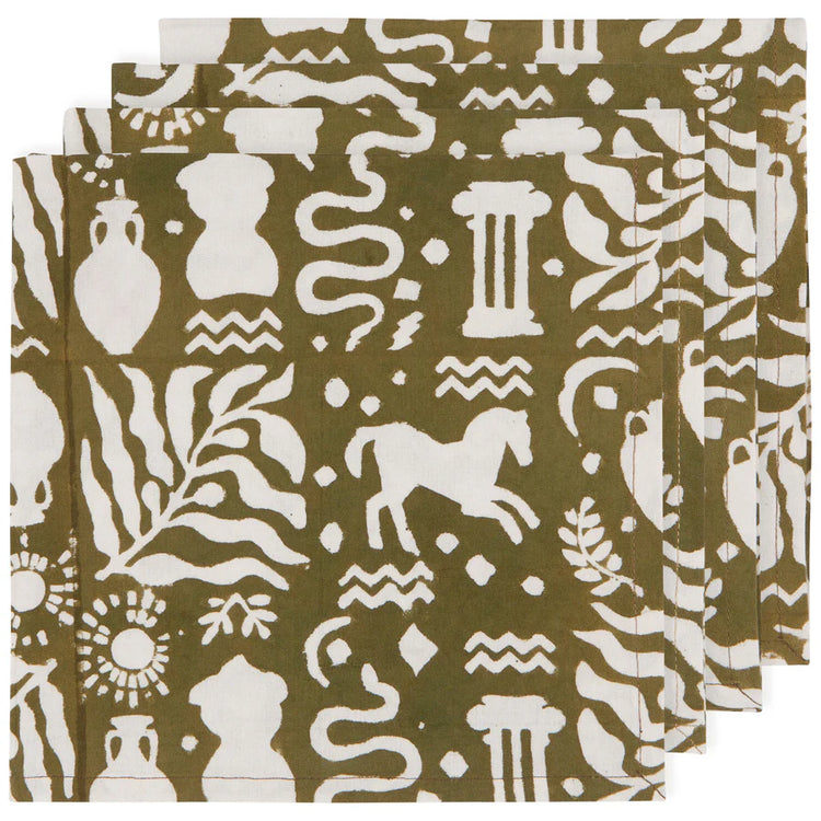 Set of 4 Olympus Block Print Napkins