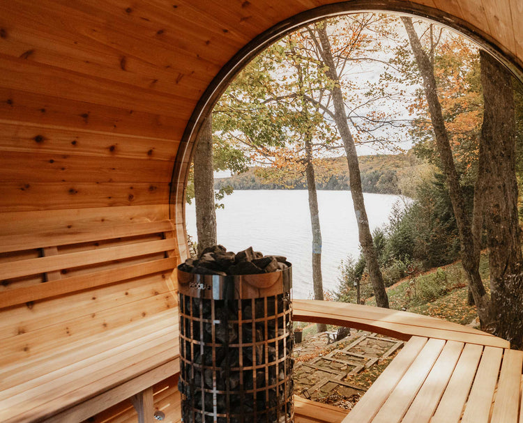8' Red Cedar Panoramic Barrel Sauna