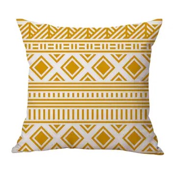 18"x18" Yellow Pattern Decorative Pillow, Indoor/Outdoor