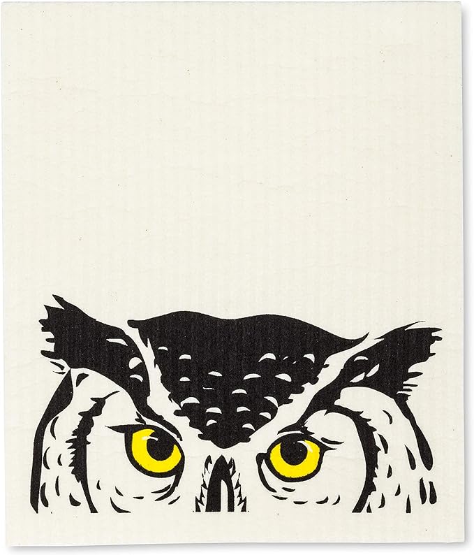 Set of 2 Peeking Owl Swedish Sponge Cloths