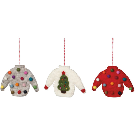 Assorted Ugly Xmas Sweater Felt Ornament