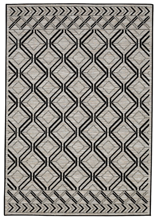 5 X 7 Odessa Grey/Black Indoor/Outdoor Rug