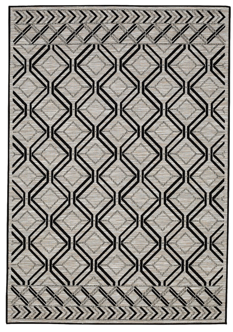 5 X 7 Odessa Grey/Black Indoor/Outdoor Rug