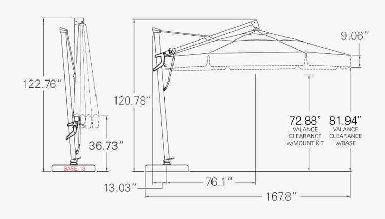 13' Plus Cantilever w/Infinite Tilt