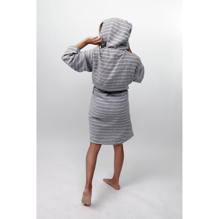 Striped Bamboo Robe, Slate M/L