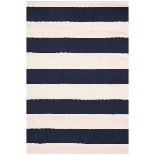 Catamaran Stripe Navy/Ivory 6X9 Area Rug Indoor/Outdoor