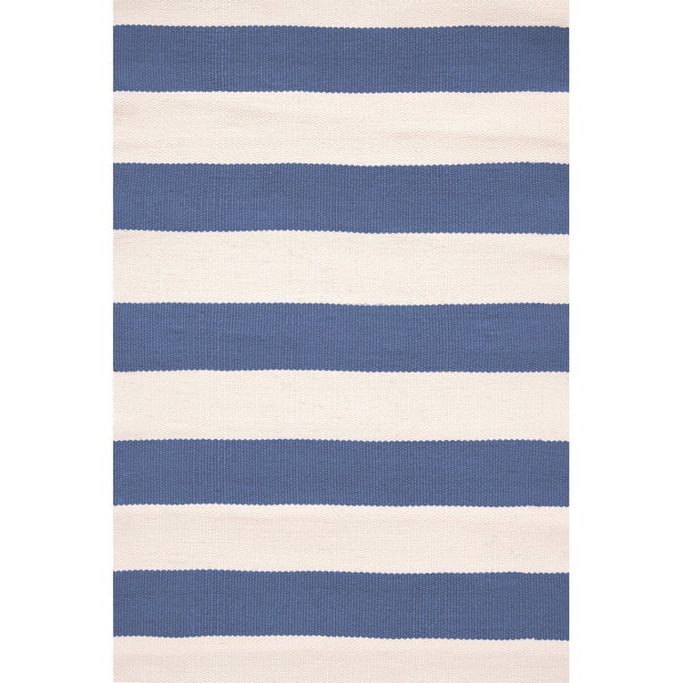 Catamaran Stripe Denim/Ivory 6X9 Area Rug Indoor/Outdoor