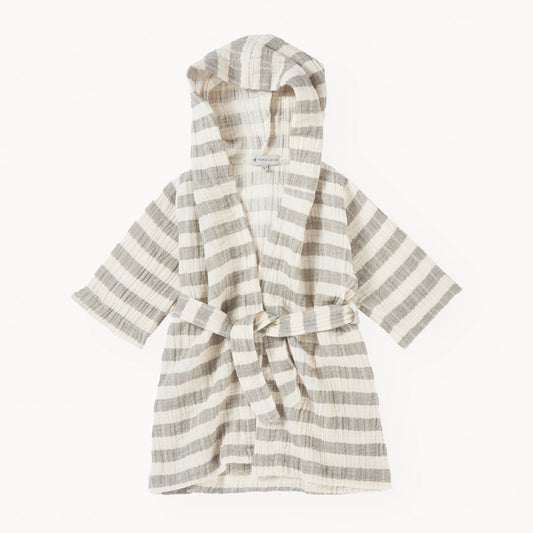 Striped Crinkle Kids Robe, Moss (18-24M)