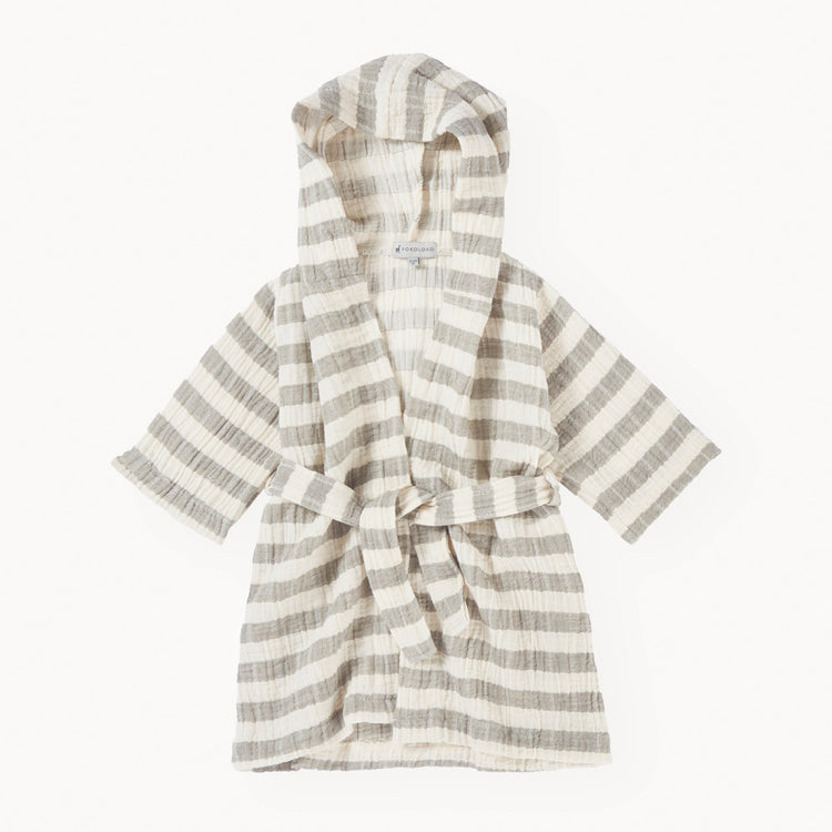 Striped Crinkle Kids Robe, Moss (18-24M)