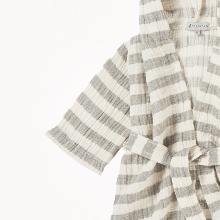Striped Crinkle Kids Robe, Moss (18-24M)