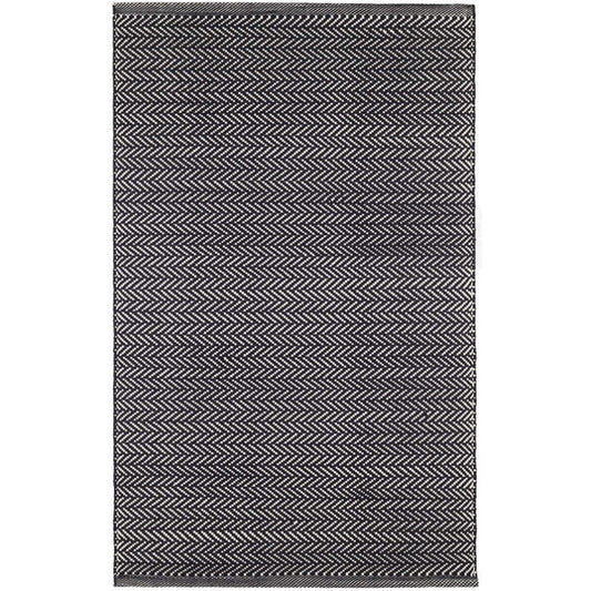 Herringbone Black/Ivory 6X9 Area Rug Indoor/Outdoor