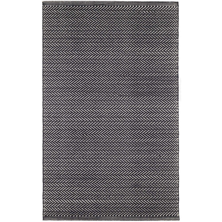 Herringbone Black/Ivory 6X9 Area Rug Indoor/Outdoor