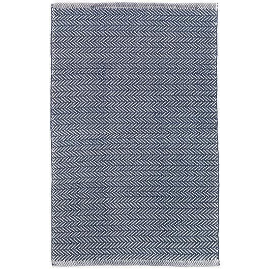 6X9 Area Rug Herringbone Navy/Ivory - Indoor/Outdoor
