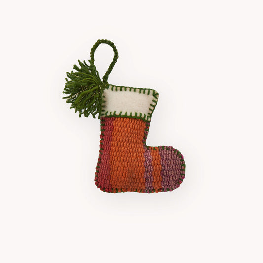 Vintage Hand Embroidered Ornament, Stocking