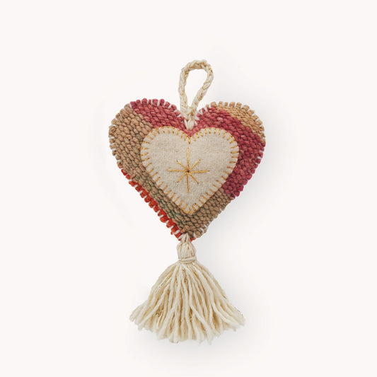 Vintage Hand Embroidered Ornament, Heart