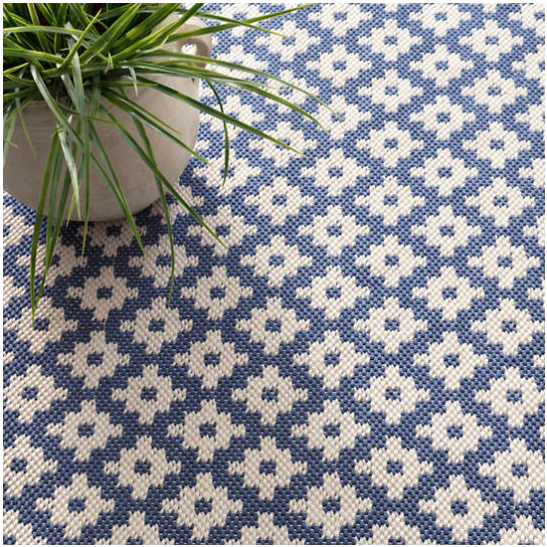 Samode Denim/Ivory 6X9 Area Rug Indoor/Outdoor