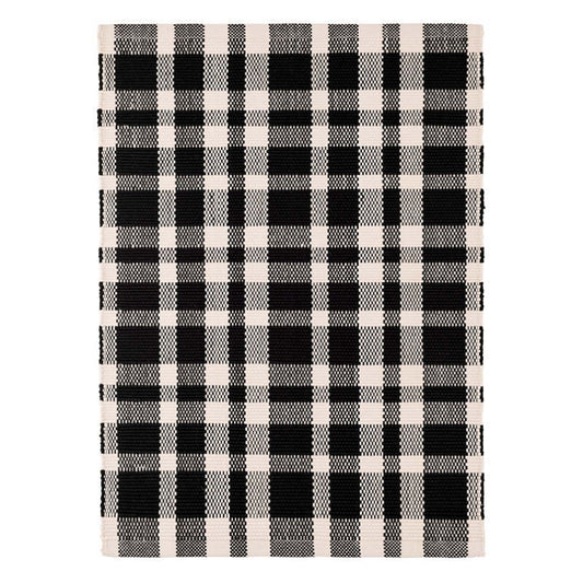 6X9 Area Rug Tattersall Black - Indoor/Outdoor