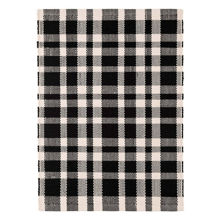 6X9 Area Rug Tattersall Black - Indoor/Outdoor