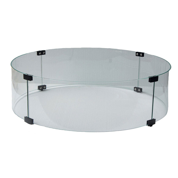 25" Round Fire Pit Glass Windshield