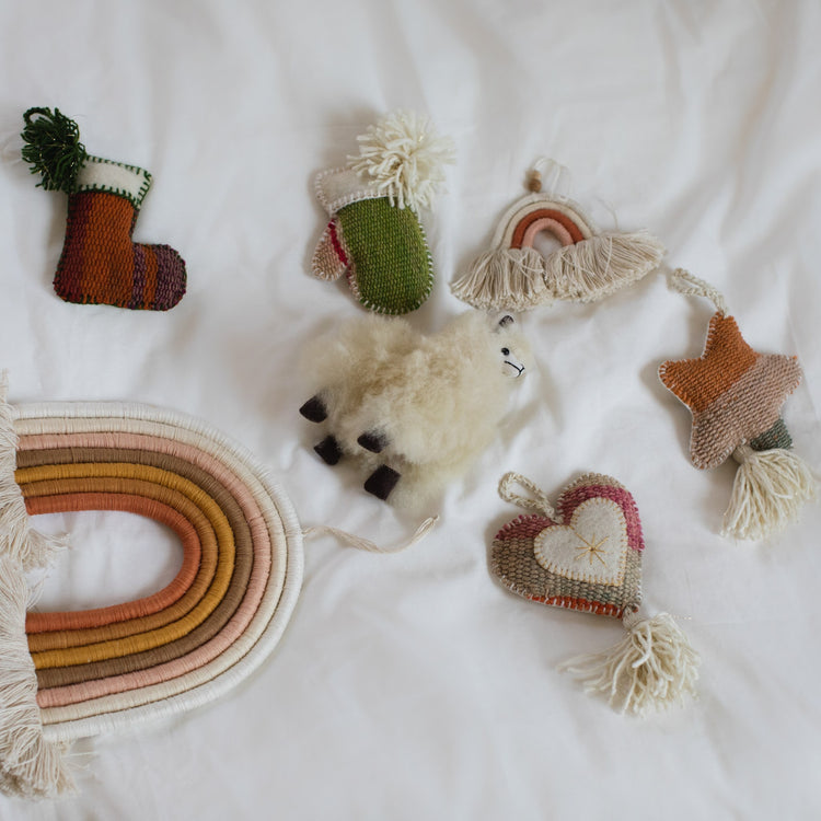 Vintage Hand Embroidered Ornament, Mitten