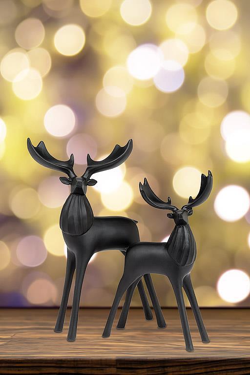 Small Modern Deer with Wide Antlers, Black