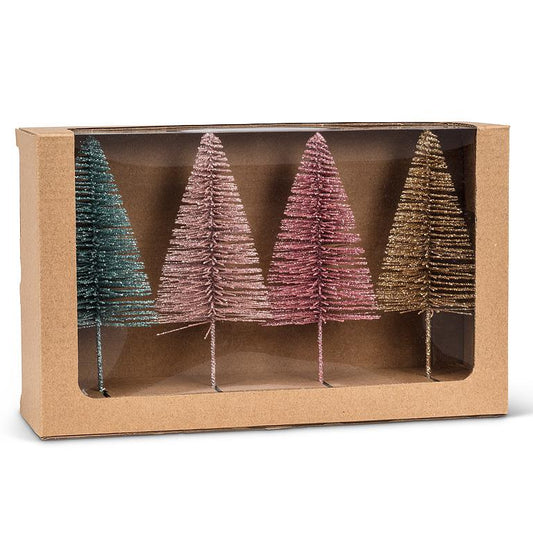 Set of 4 Glitter Brush Trees