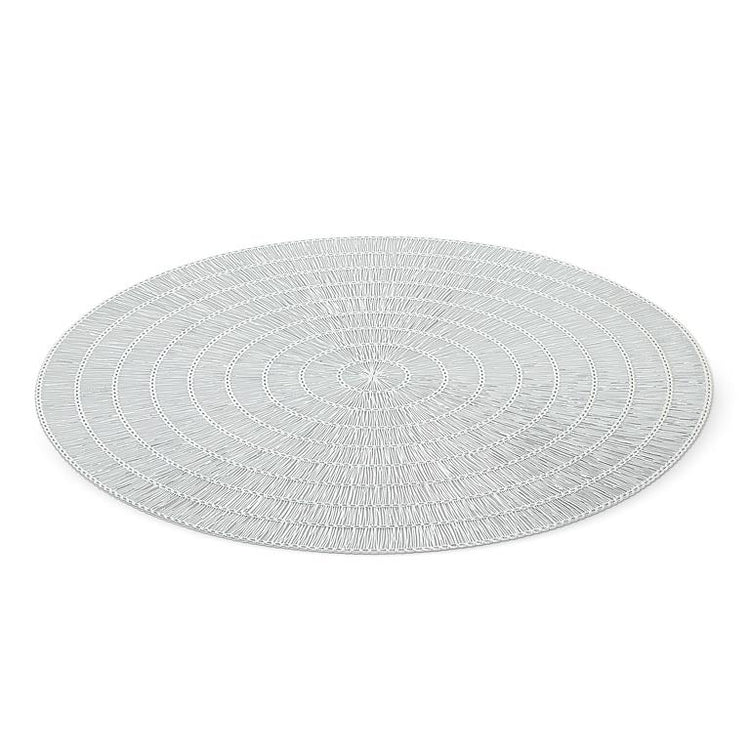 Round Basketweave Placemat, Silver