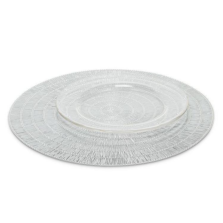 Round Basketweave Placemat, Silver